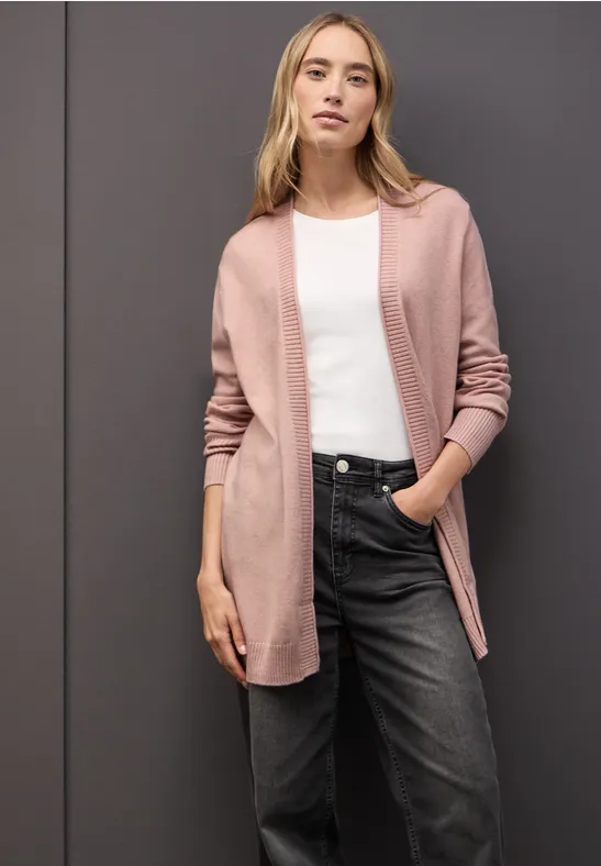 Cardigan mit Rollkante faded rose mel.