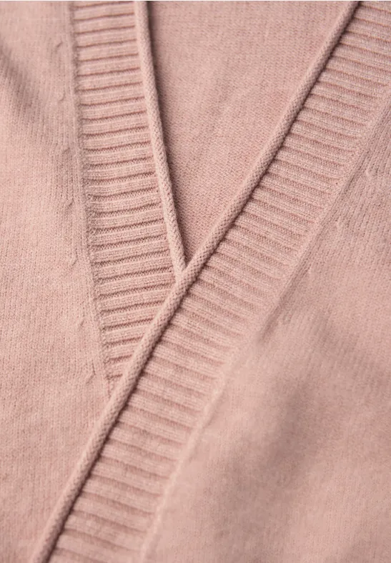 Cardigan mit Rollkante faded rose mel.