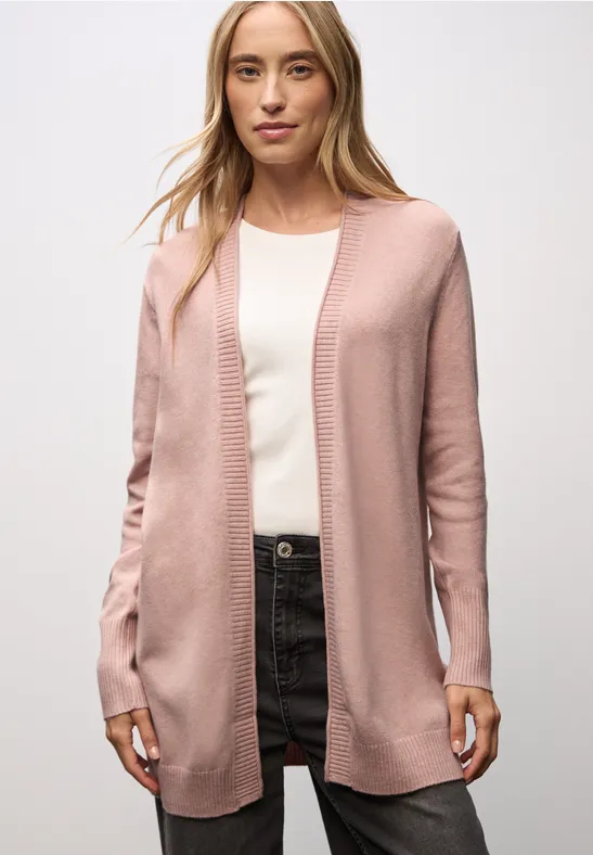 Cardigan mit Rollkante faded rose mel.