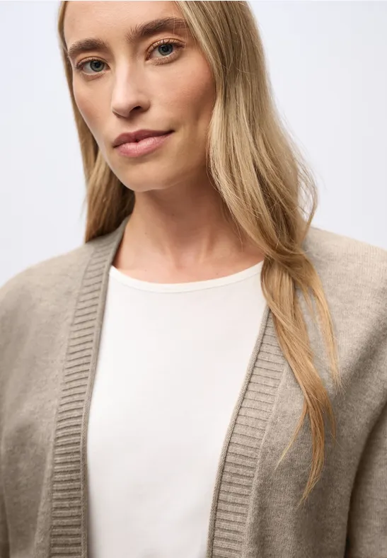 Cardigan mit Rollkante mocha dream mel.