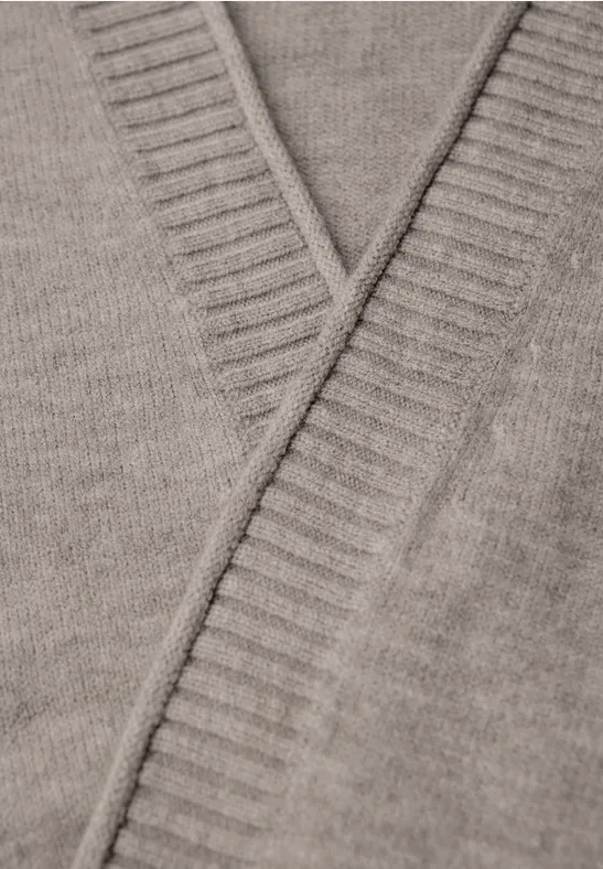 Cardigan mit Rollkante sandstone mocha mel.