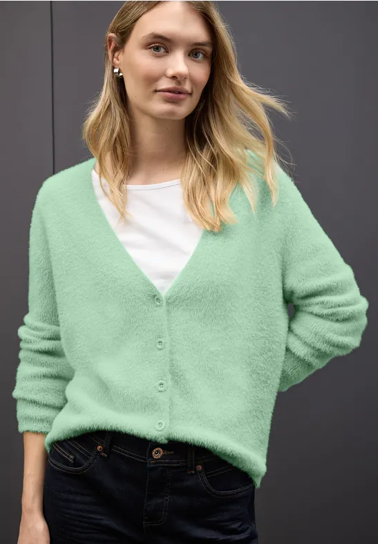Kuscheliger V-Neck Cardigan serene green