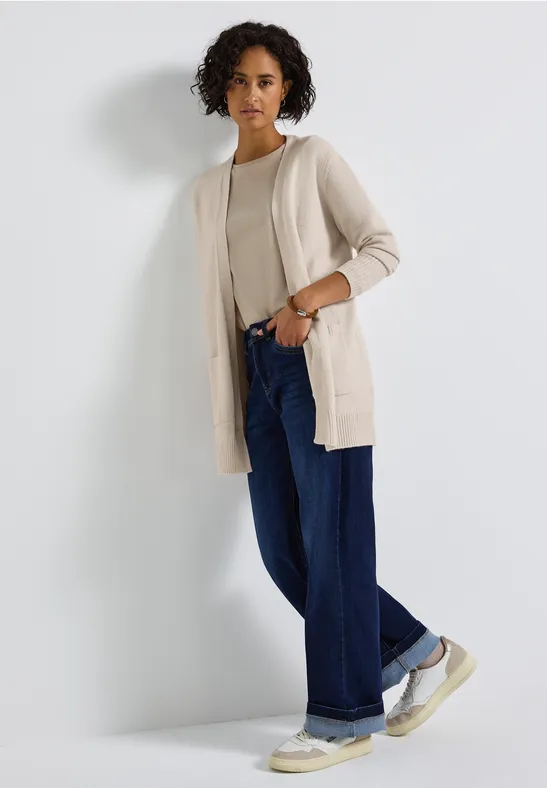 Offener Cardigan tusk cream mel.