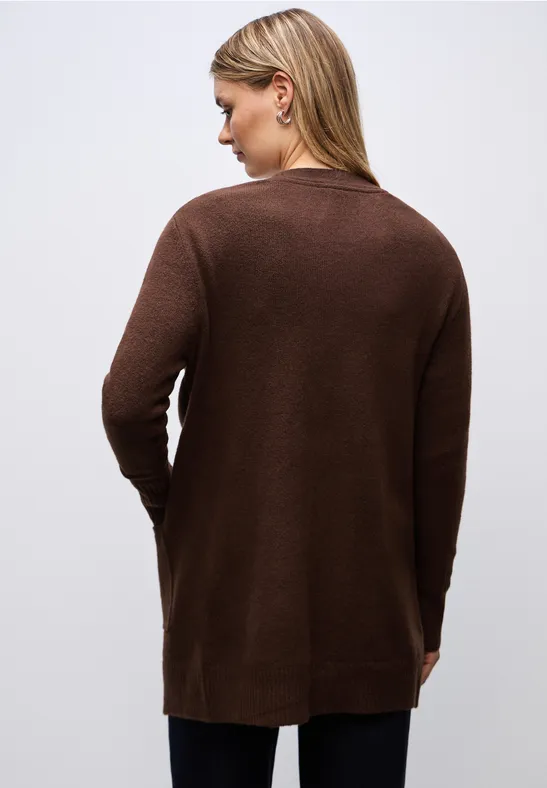 Offener Cardigan dark hazelnut brown mel.
