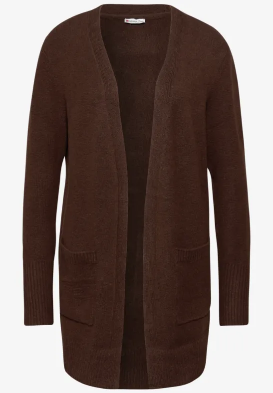 Offener Cardigan dark hazelnut brown mel.