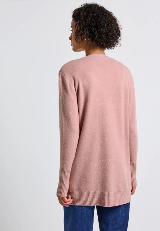 Cardigan ouvert faded rose mel.