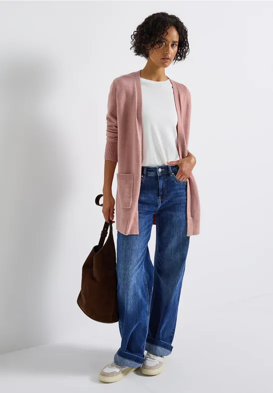 Cardigan ouvert faded rose mel.