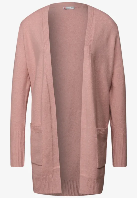Cardigan ouvert faded rose mel.