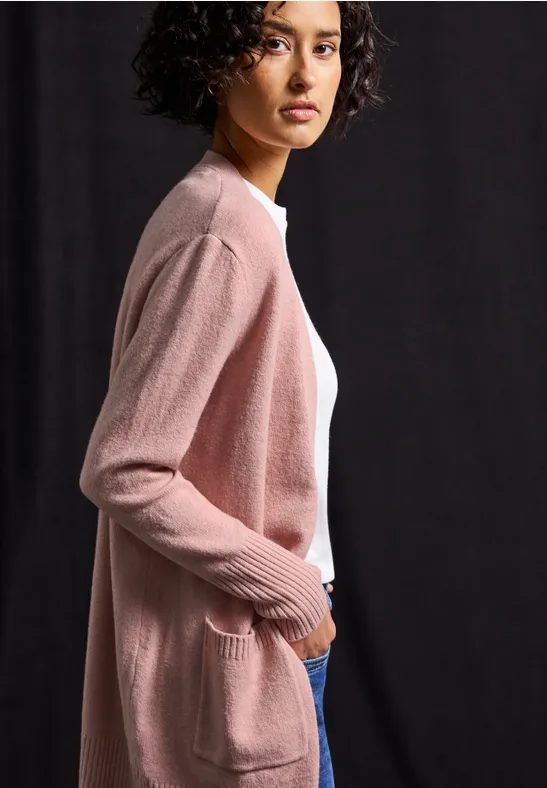 Cardigan ouvert faded rose mel.