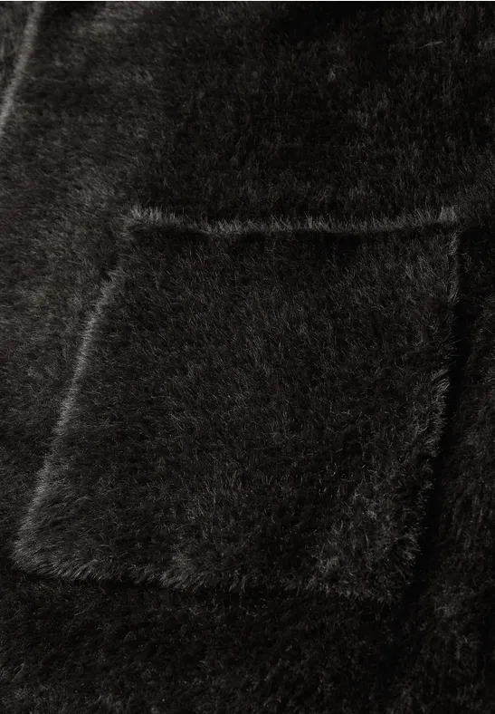 Langer Federgarn Cardigan darkest brown