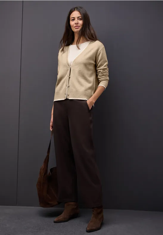 Cardigan mit Kontrastdetails sanded beige mel.