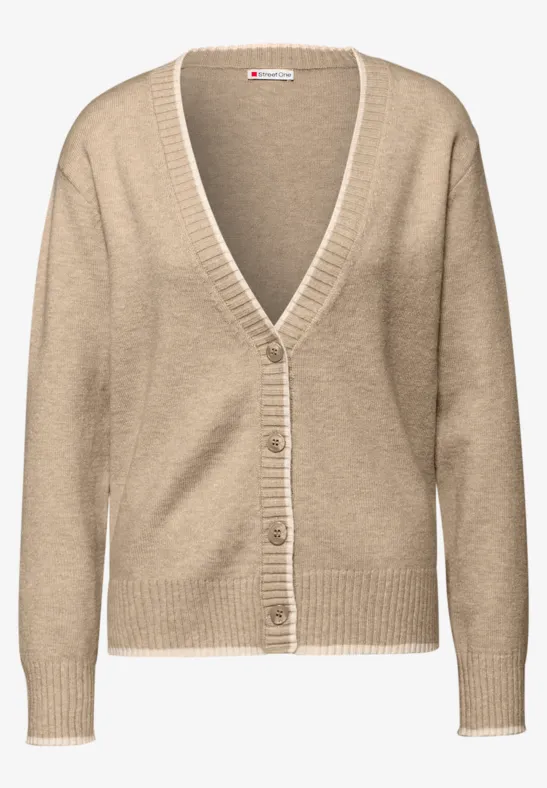 Cardigan mit Kontrastdetails sanded beige mel.