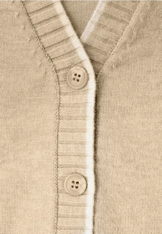 Cardigan mit Kontrastdetails sanded beige mel.