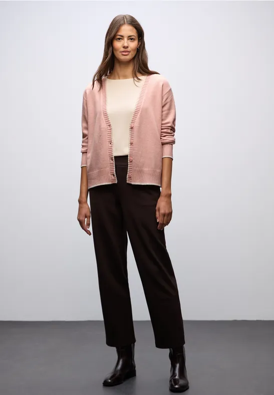 Cardigan mit Kontrastdetails faded rose mel.