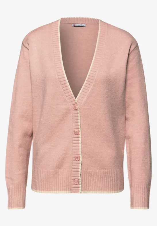 Cardigan mit Kontrastdetails faded rose mel.