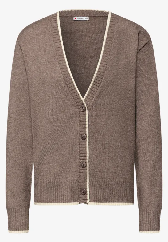 Cardigan mit Kontrastdetails silk brown mel.