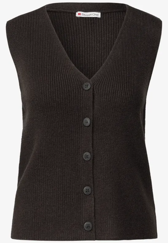 Gilet en maille côtelée douce deep roast brown