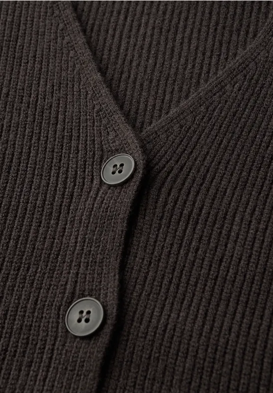 Gilet en maille côtelée douce deep roast brown