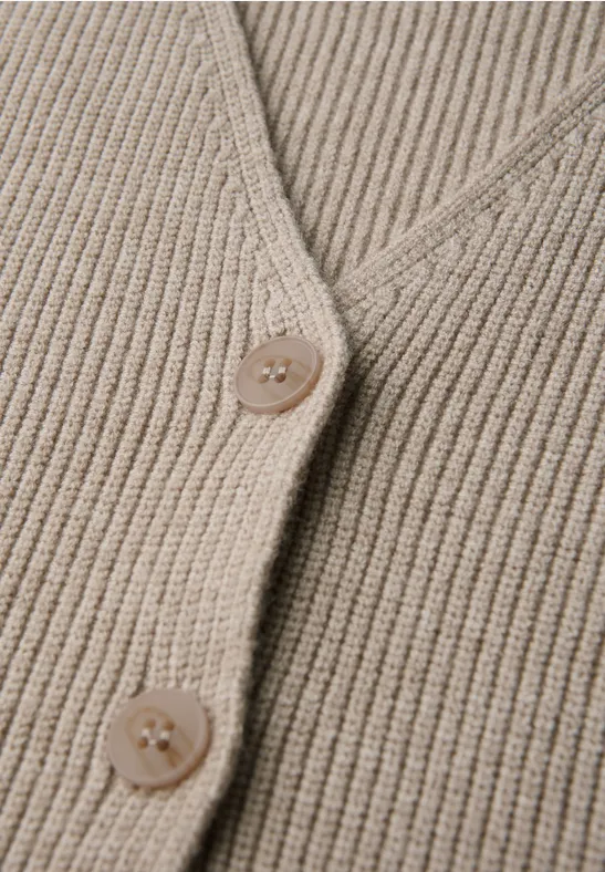 Softe Rippstrick-Weste morning beige mel.