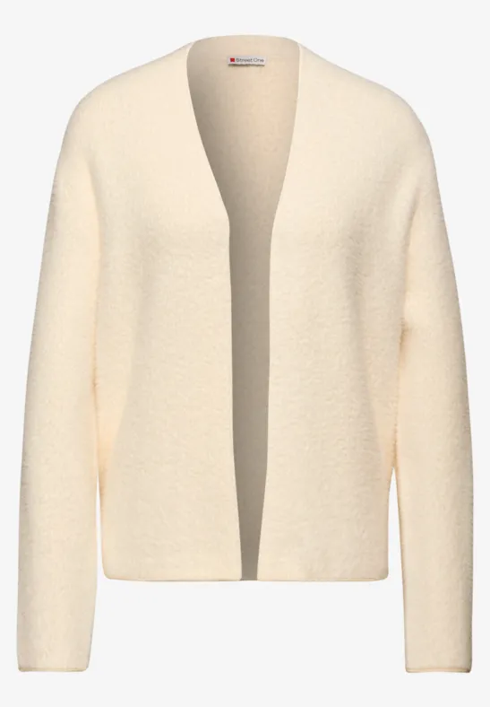 Offener Federgarn-Cardigan soft beige