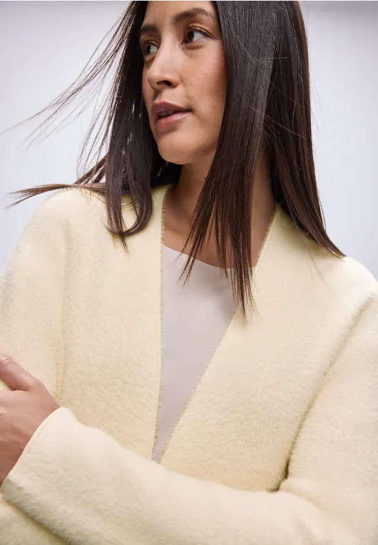 Offener Federgarn-Cardigan soft beige