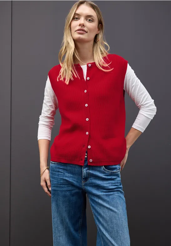 Ärmelloser Cosy Cardigan racing red