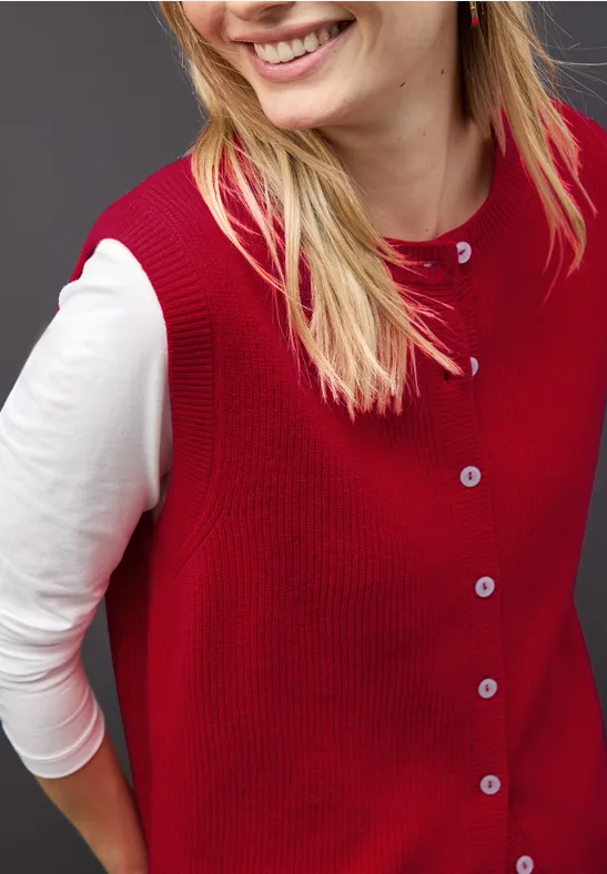 Ärmelloser Cosy Cardigan racing red