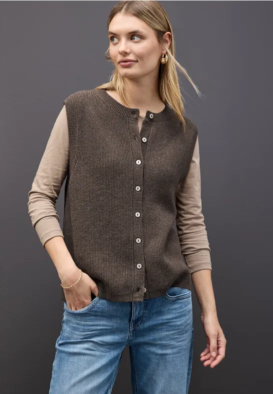 Ärmelloser Cosy Cardigan dark nomad brown mel.