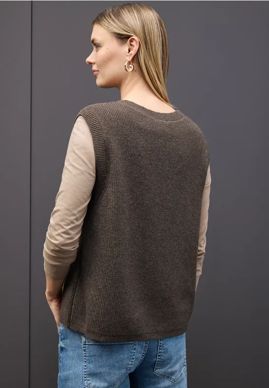 Ärmelloser Cosy Cardigan dark nomad brown mel.