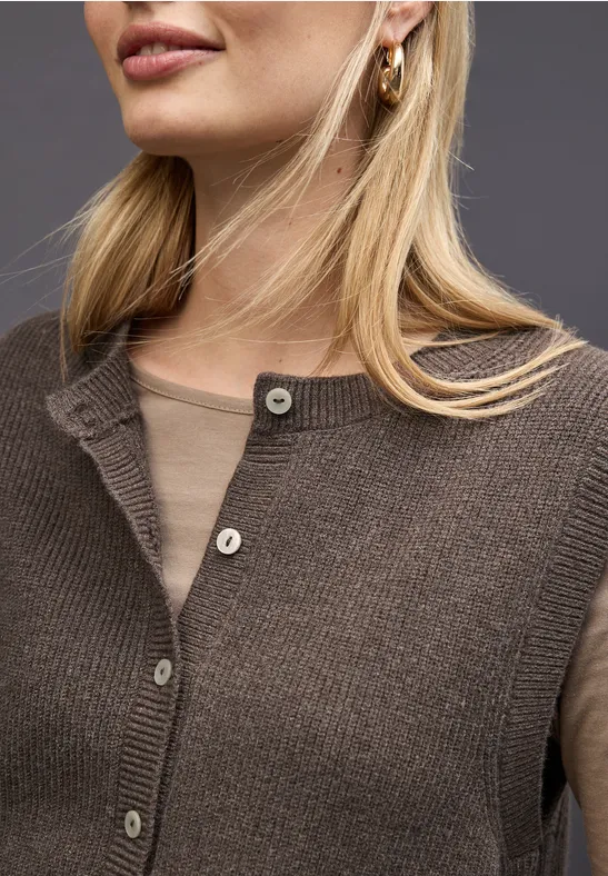 Ärmelloser Cosy Cardigan dark nomad brown mel.