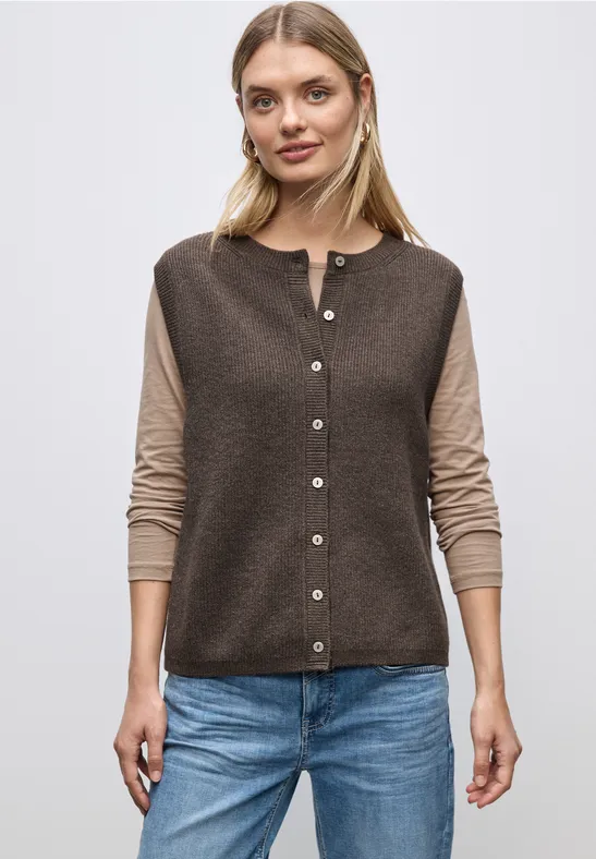 Ärmelloser Cosy Cardigan dark nomad brown mel.
