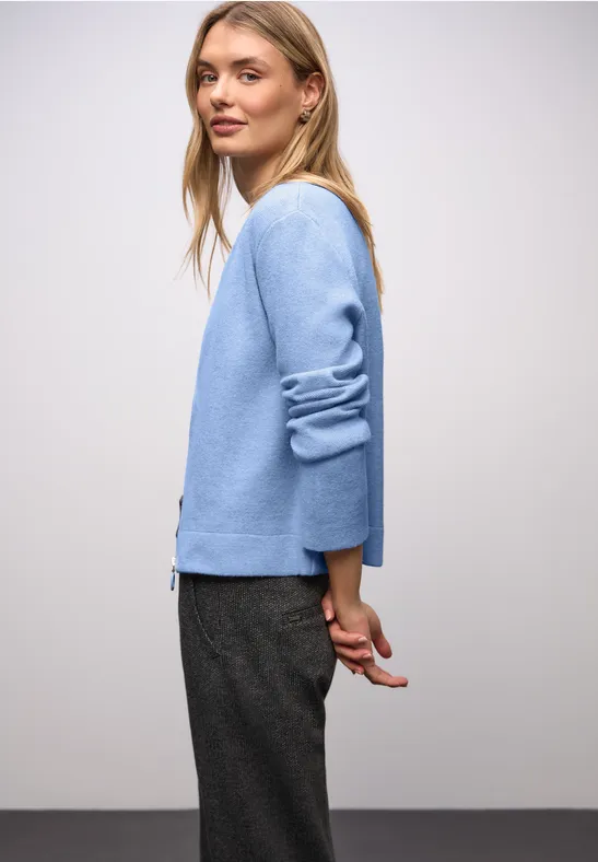 Gezellig vest frosted blue mel.