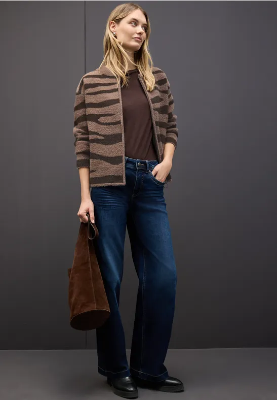 Gemusterter Cardigan silk brown