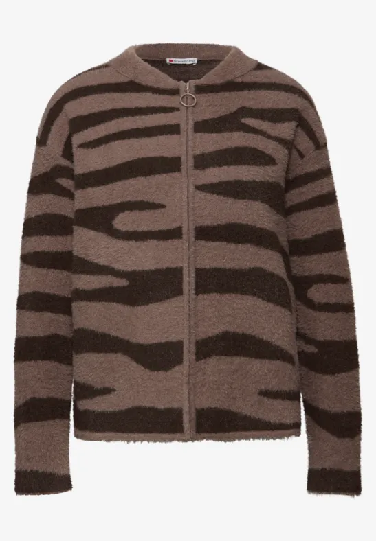 Gemusterter Cardigan silk brown