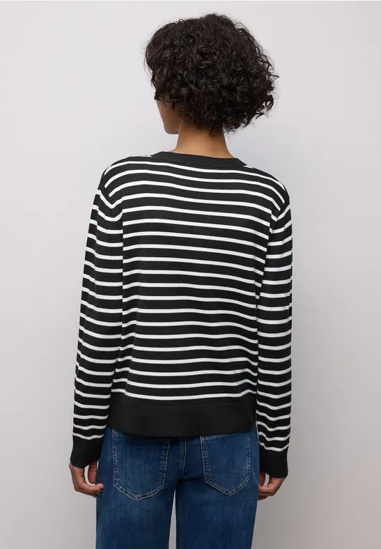 Gestreifter Cardigan Black