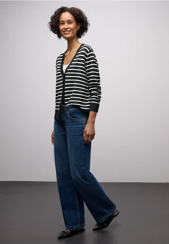 Gestreifter Cardigan Black