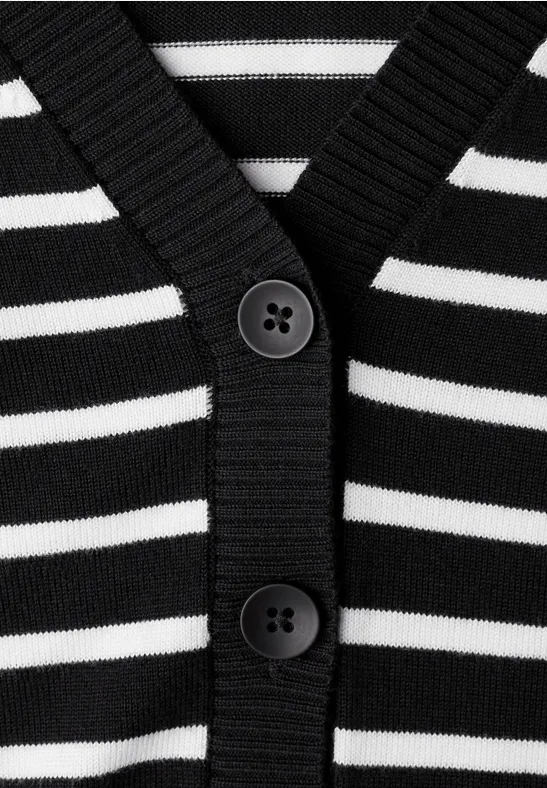 Gestreifter Cardigan Black