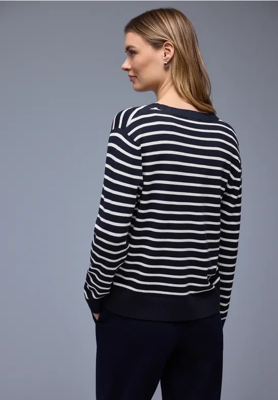 Gestreifter Cardigan deep blue