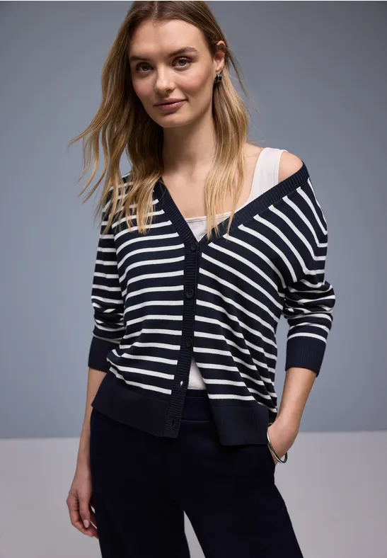 Gestreifter Cardigan deep blue
