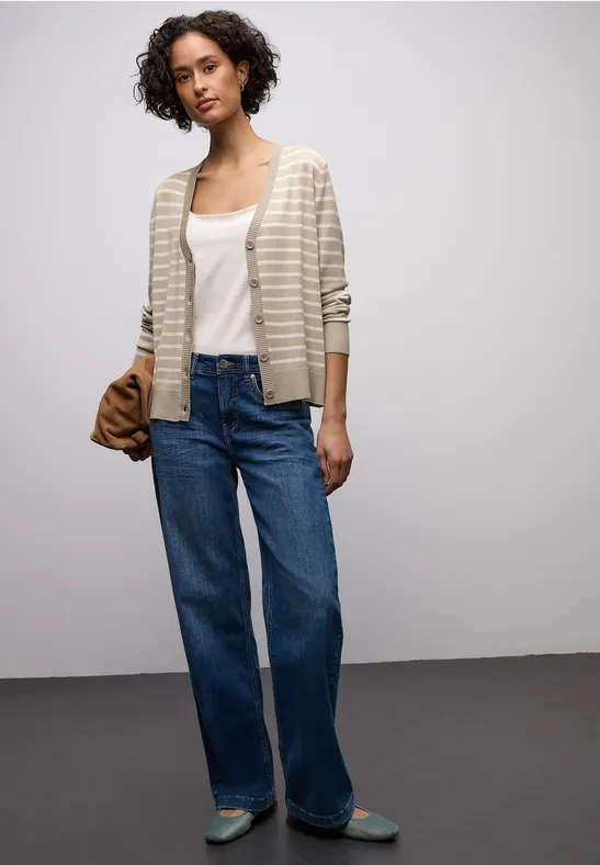 Gestreifter Cardigan cotton beige