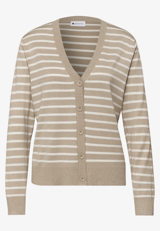 Gestreifter Cardigan cotton beige