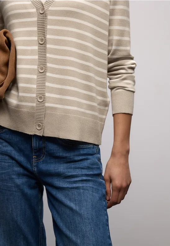 Gestreifter Cardigan cotton beige