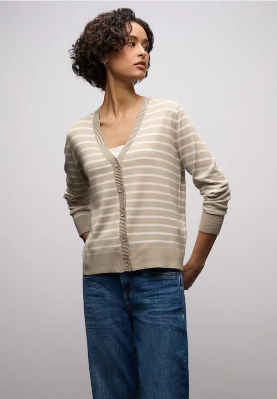 Gestreifter Cardigan cotton beige