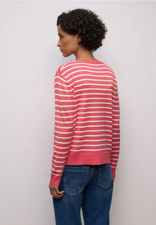 Gestreifter Cardigan striking coral