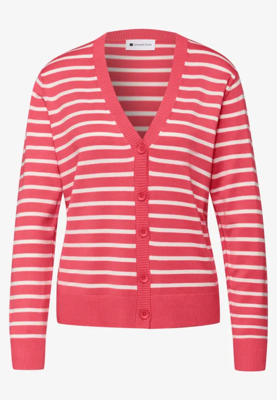 Gestreifter Cardigan striking coral