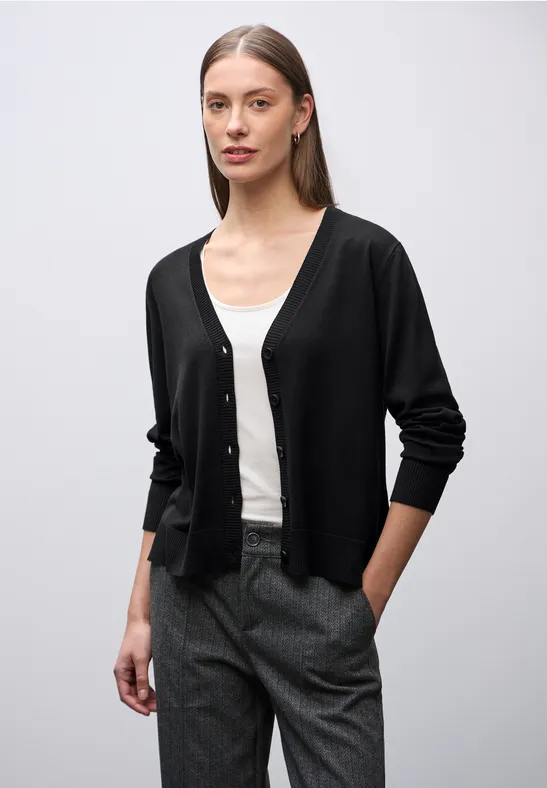 Strickjacke mit V-Ausschnitt Black