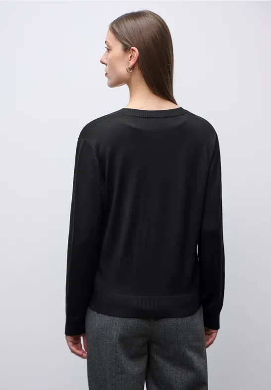 Strickjacke mit V-Ausschnitt Black