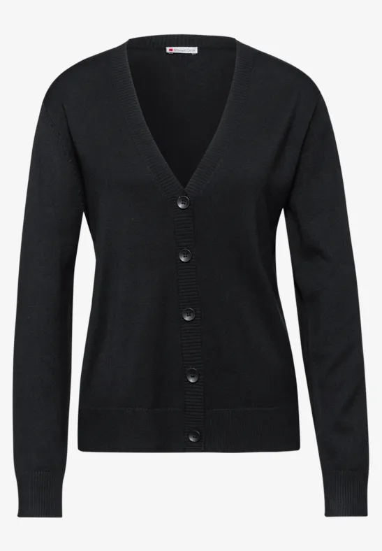 Strickjacke mit V-Ausschnitt Black