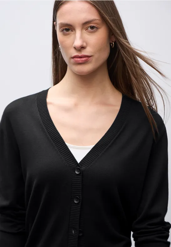 Strickjacke mit V-Ausschnitt Black
