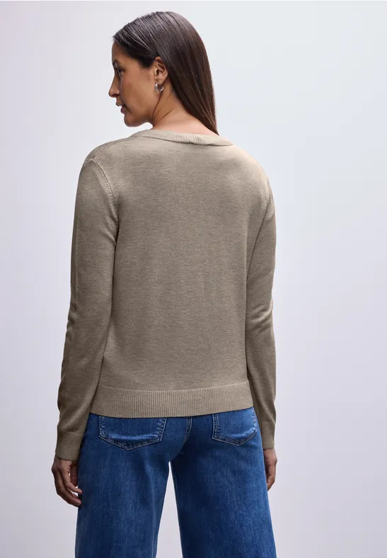 Strickjacke mit V-Ausschnitt mocha dream mel.